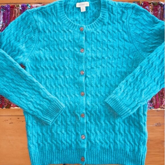 APPLESEED'S 100% wool cardigan/beautiful blue/New/L - Picture 4 of 5